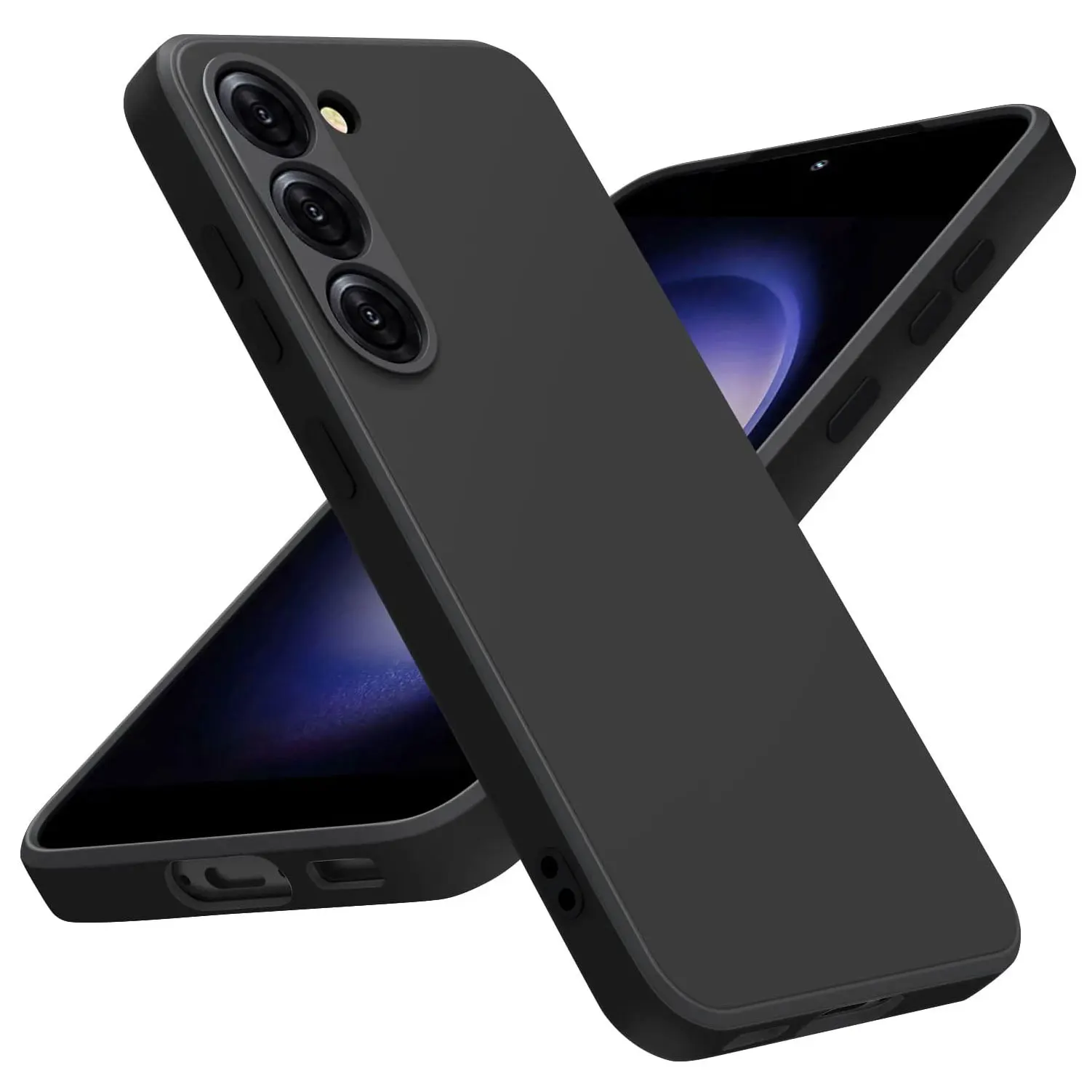 Shockproof Stylish Case for Samsung Galaxy S23 Ultra S22 Liquid Silicone Black Protective Cover For Samsung S24 Plus S21 S20 FE