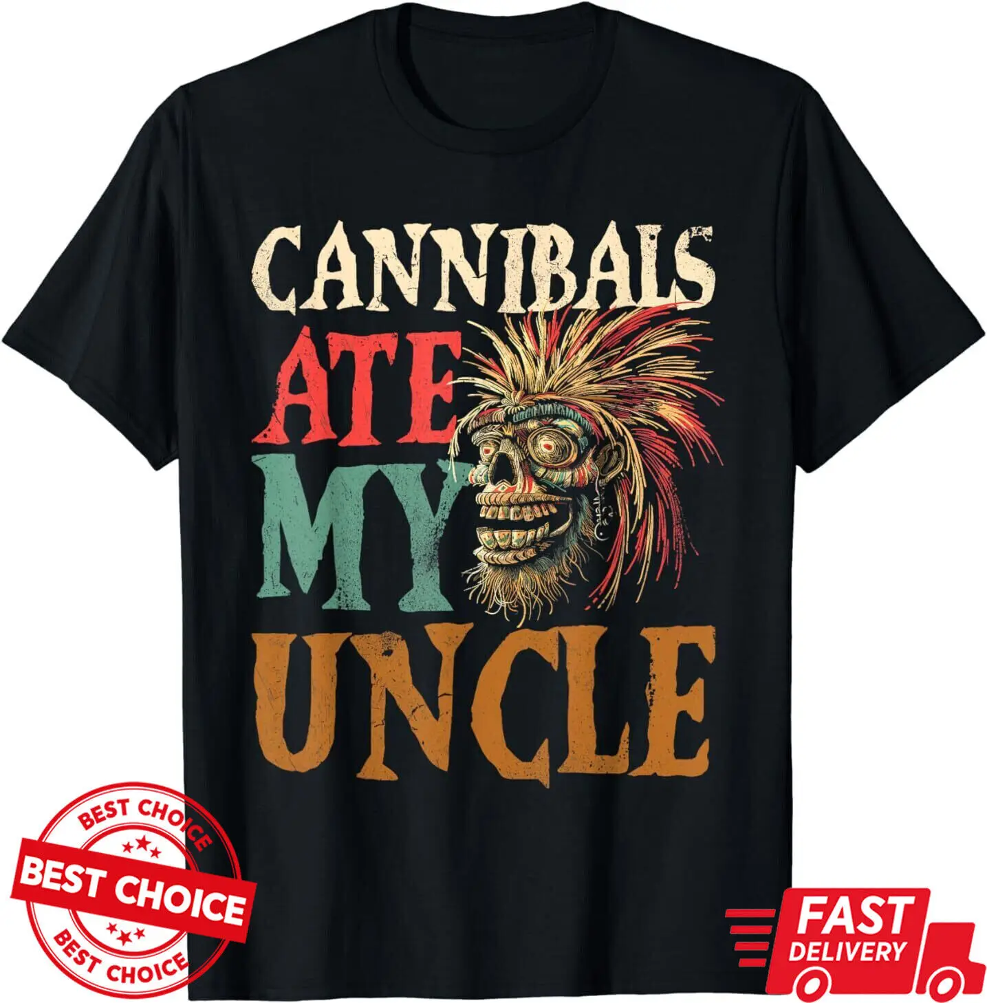 Cannibals Ate My Uncle 2024 Joe Biden Trump Shrunken Head T-Shirt