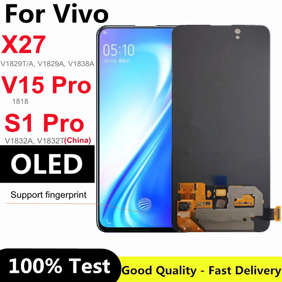 ЖК-дисплей 6,39 дюймов OLED для Vivo X27, сенсорная панель, дигитайзер в сборе для Vivo V15 Pro 1818 / S1 Pro V1832A V1832T LCD