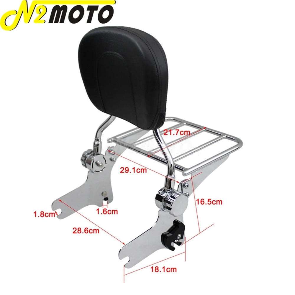 Motorcycle 1 Set Adjustable Detachable Sissy Bar Luggage Rack Rear Passenger Backrest Pad for Harley Touring FLHX FLHR FLTR