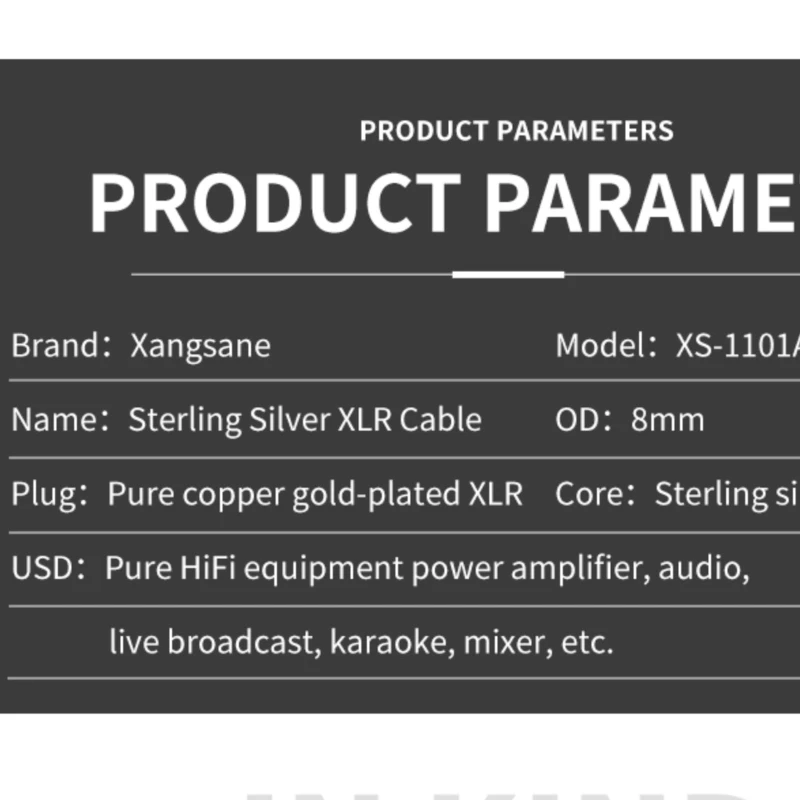 A Pair 4N Pure Silver XLR Cable for HiFi Audio DAC Amplifier Sound Balance Microphone Connection