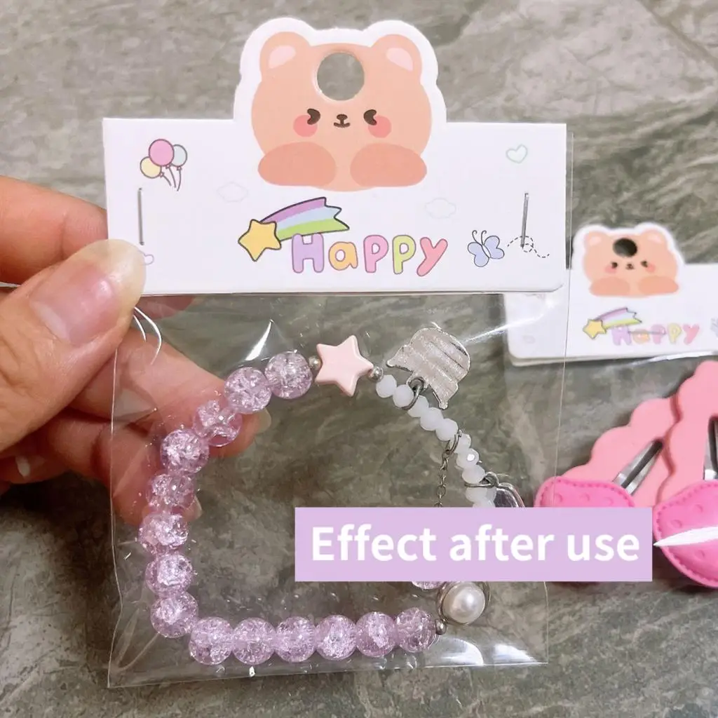 50pcs Cute Jewelry Display Hanging Cards Happy Bear Paper Cards Hairpin Bracelet Hair Rope Packing Cards Retail Price Tags