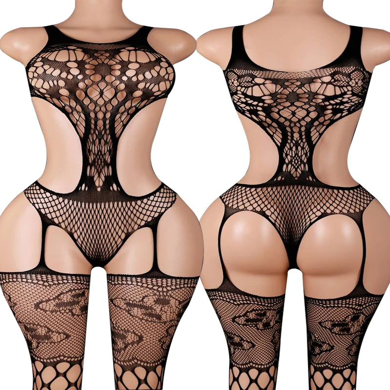 Women Teddy Lingerie Intimate Apparel Floral Sheer Mesh Bodystocking Catsuit Loungewear NightgownPlus Size Sleep Outfit Ladies