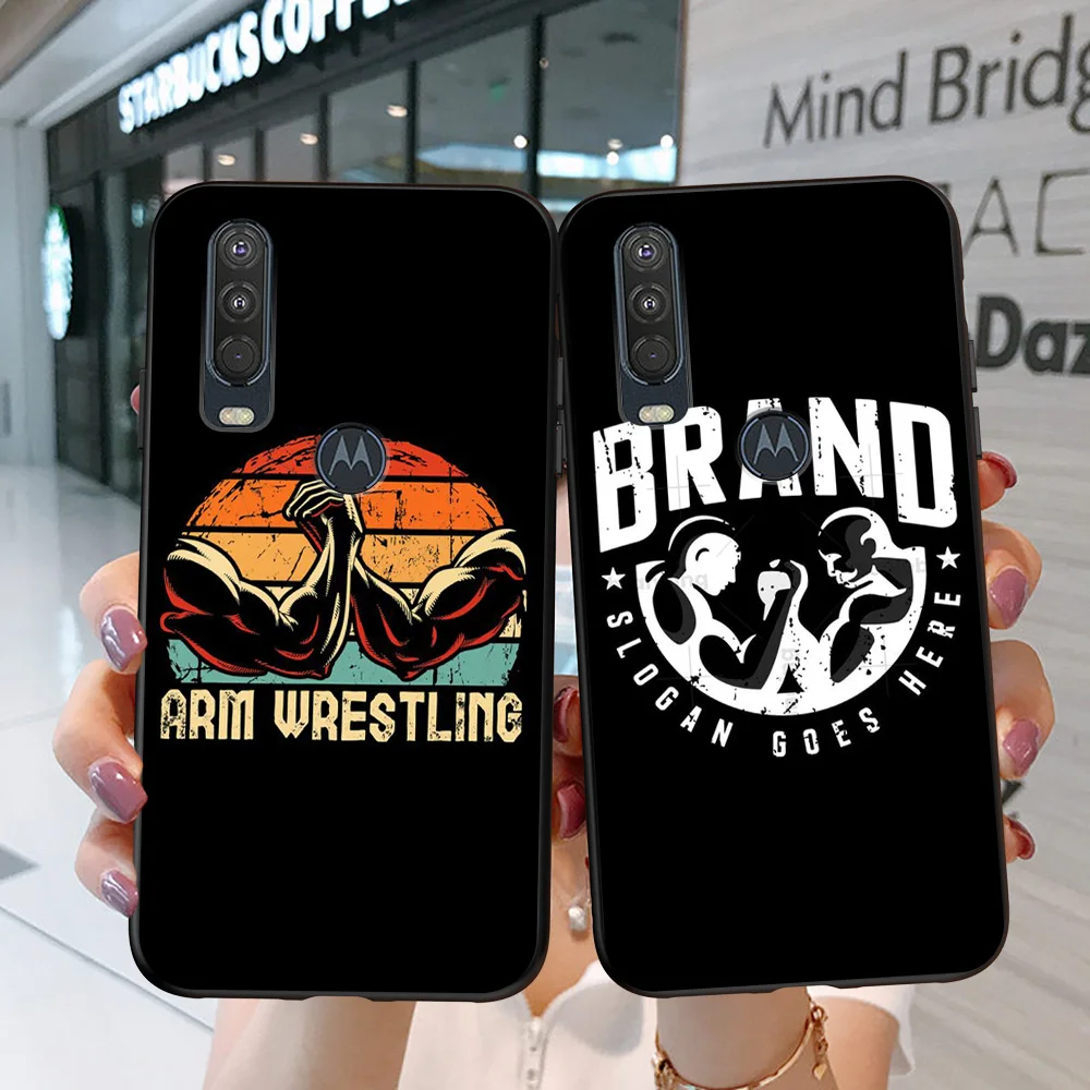 For Motorola Moto one Action Phone Case Soft Silicone Protective Black Tpu Case arm wrestling