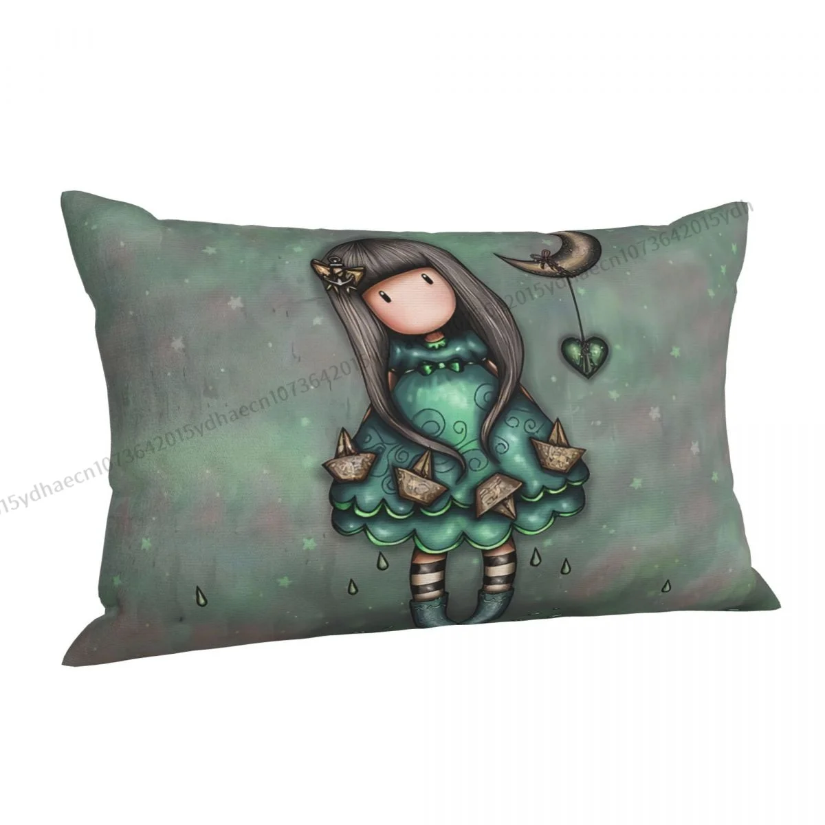 With Green Dress Polyester Pillowcase Santoro Gorjuss Manga Cute Girl Bedroom Decorative Washable Pillow Cover Pillowcase