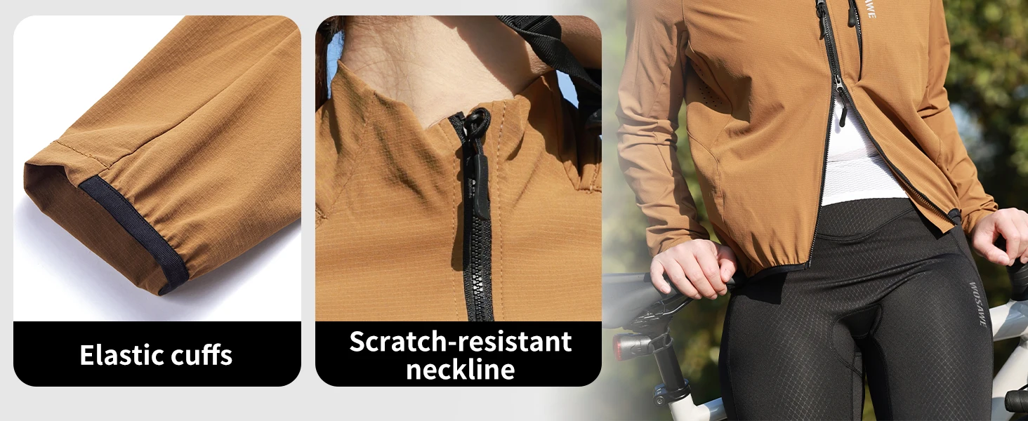 WOSAWE Unisex Fahrradjacke Wasserabweisend Leichtgewicht Herren Windbreaker Doppelreißverschluss YKK Reflektierend – Detail 9