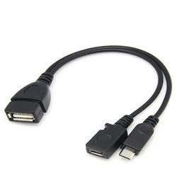 2 In 1 OTG Micro USB Host Power Y Splitter USB Adapter To Micro 5 Pin Male Female Cable For Fire Tv 3 Or 2nd Gen Fire Stick