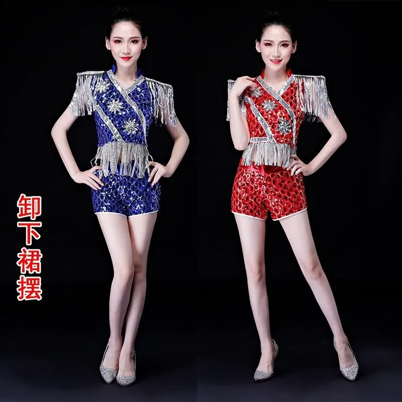 Nightclub Glitter Costume Dance Dovetail Costume Tight Fringe Jazz Dance Modern Dress Female Adult Costume