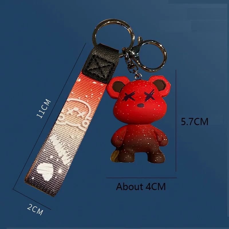 Cute Bear Keychain With Strap The Best Car Key Keyring Animal Bag Backpack Key Chain Charm Pendant Accessory Gift For Friend