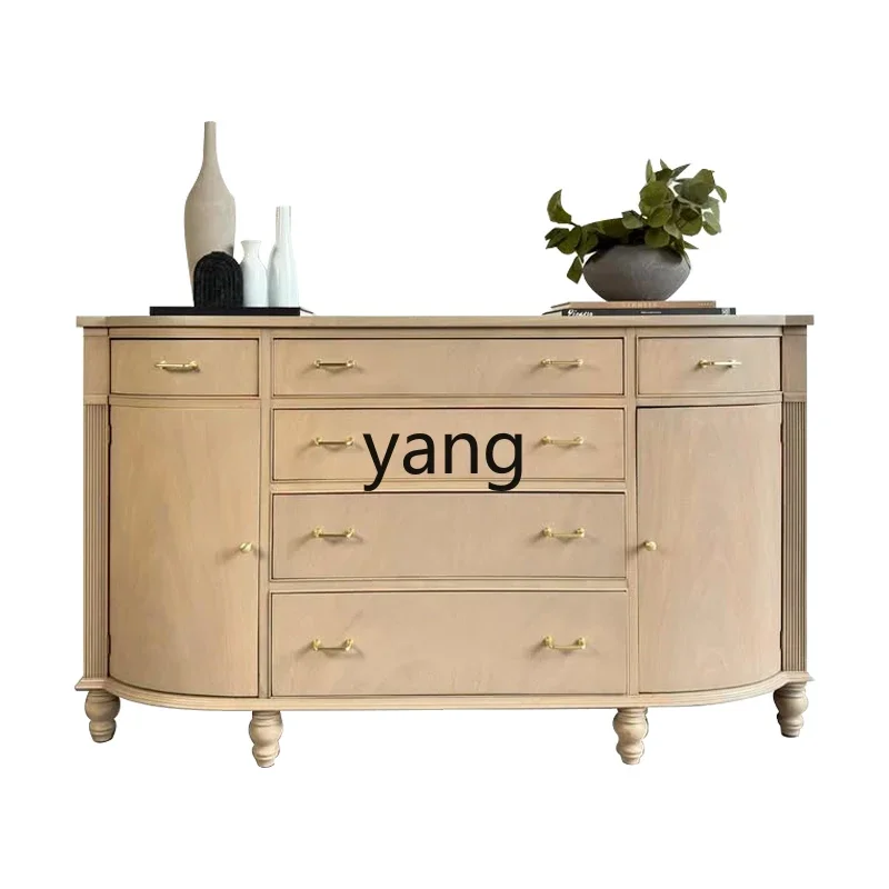 LMM solid wood curved dining side cabinet living room against the wall semicircular storage entrance cabinet bedroom end of bed