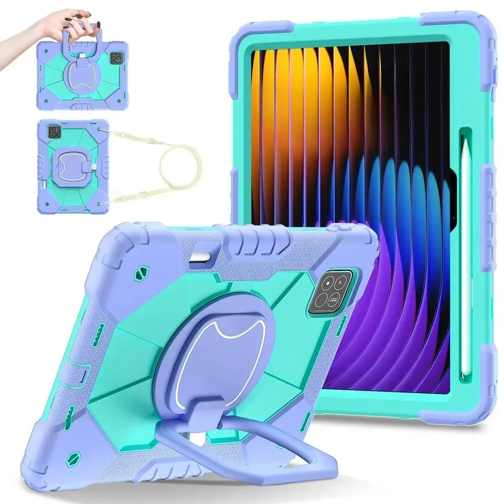 Shockproof Heavy Duty Kids Safe Hard Case for Xiaomi Poco Pad X1 11.2 2025 with Shoulder Strap Hand Holder Casing Cover
