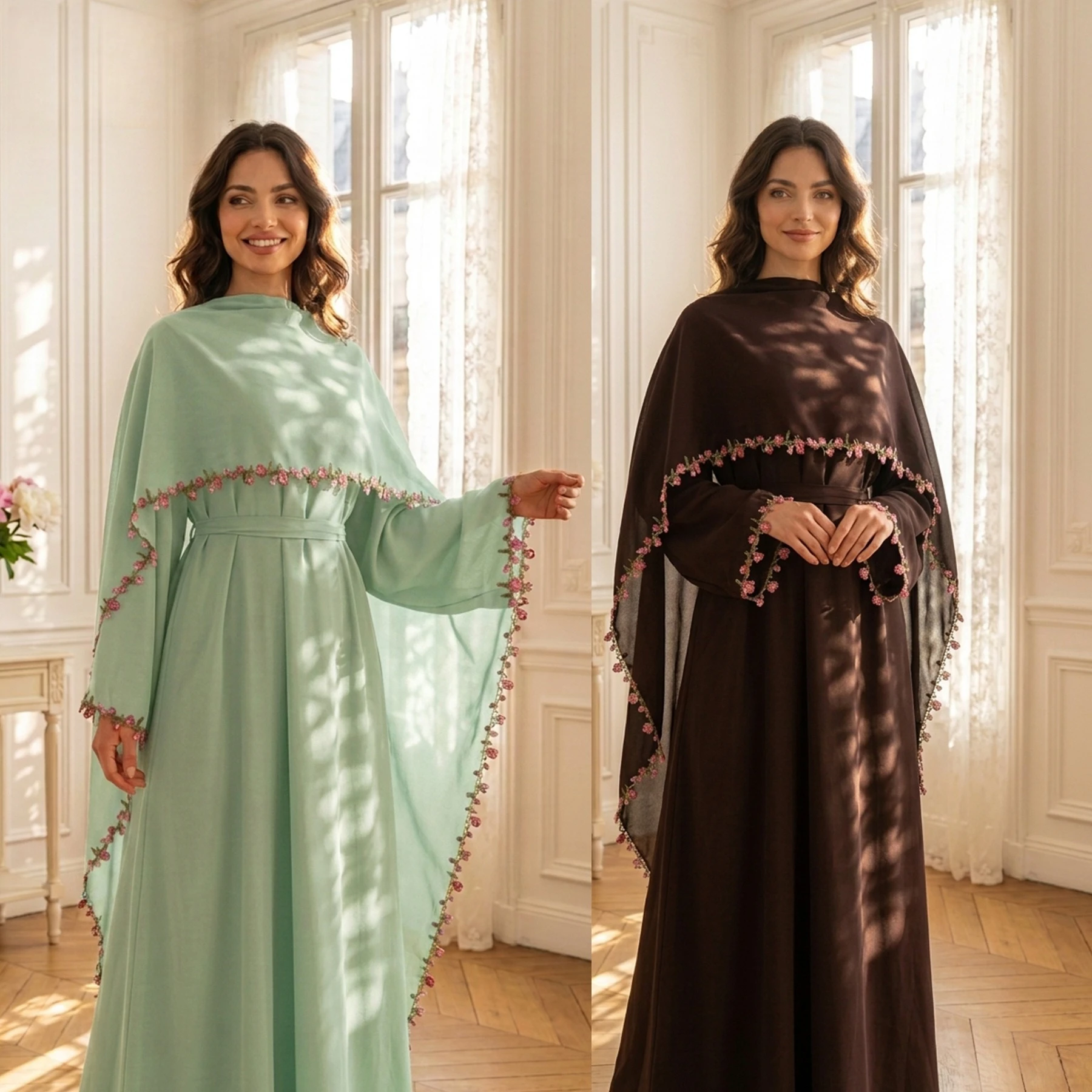 Women Dress 2 Piece Set Muslim Abaya Party Dresses Hijab Suit Jalabiya Ramadan Morocco Dubai Eid Kaftan Vestidos Islam Long Robe