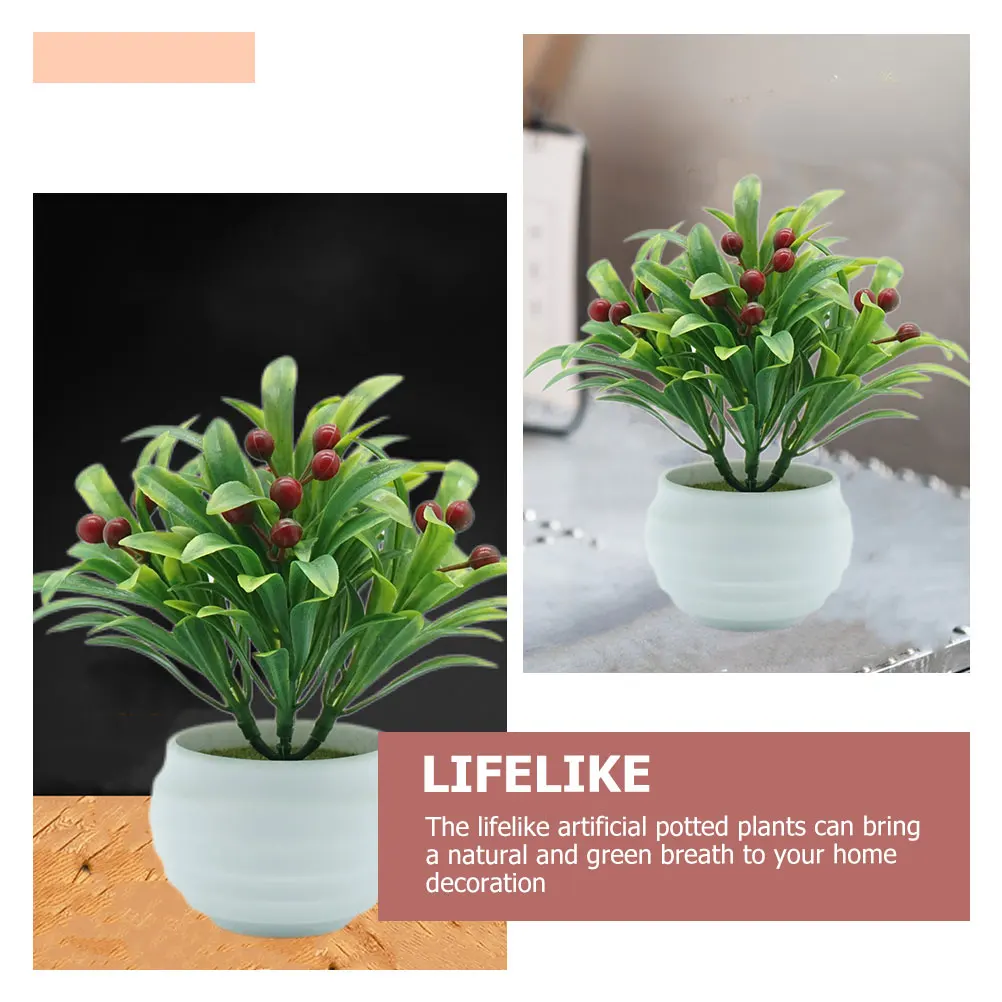 

3 Pcs Garden Artificial Potted Plant Fake Bonsai Decorations Simulation Flower Office Plants