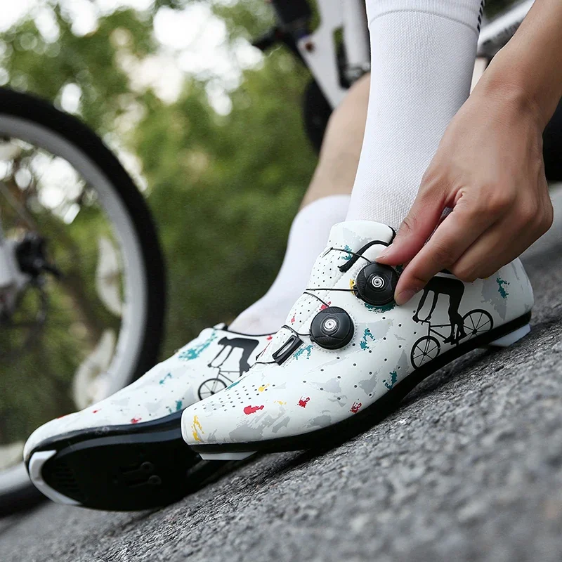 Self-Locking Cycling Shoes for Men and Women, Mountain Bike Shoes, Bicycle Racing, Triathlon, Road Bike Sneakers