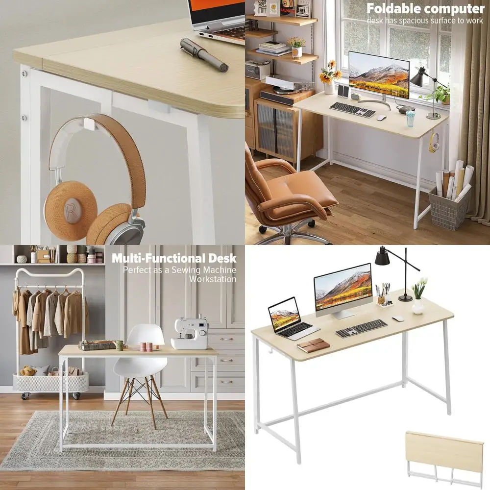 

Компактный складной стол для небольших помещений: отделка из дуба, компактный компьютерный стол с простой сборкой для домашнего офиса.