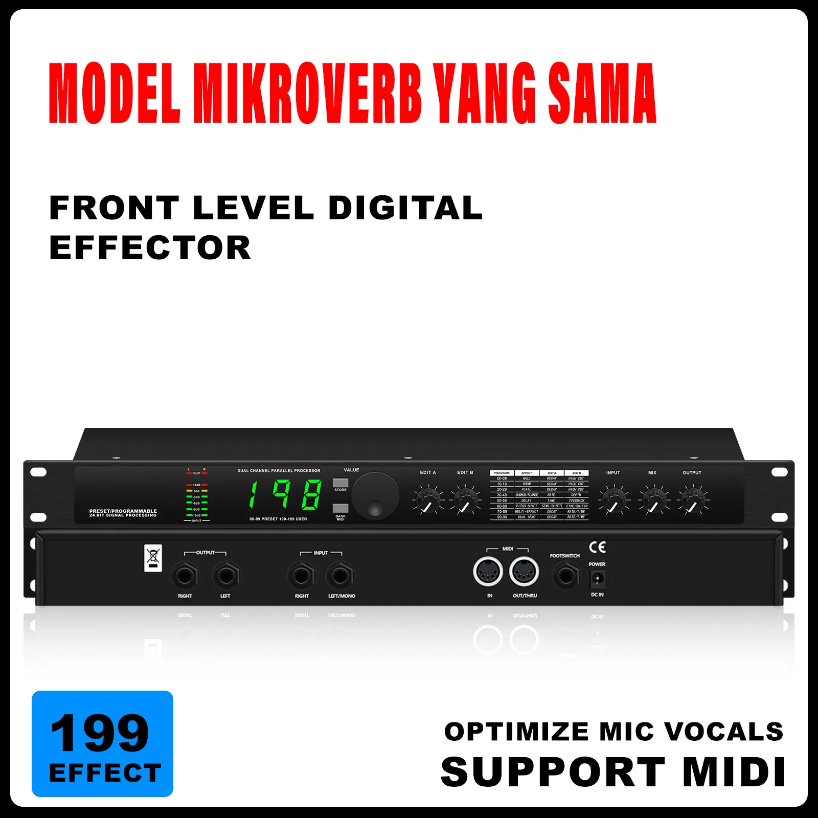 MIC4-2 microverb4 Professional effectorbuilt-in DSP99 pre-effector Adjust soundeffects Singing equipment processor