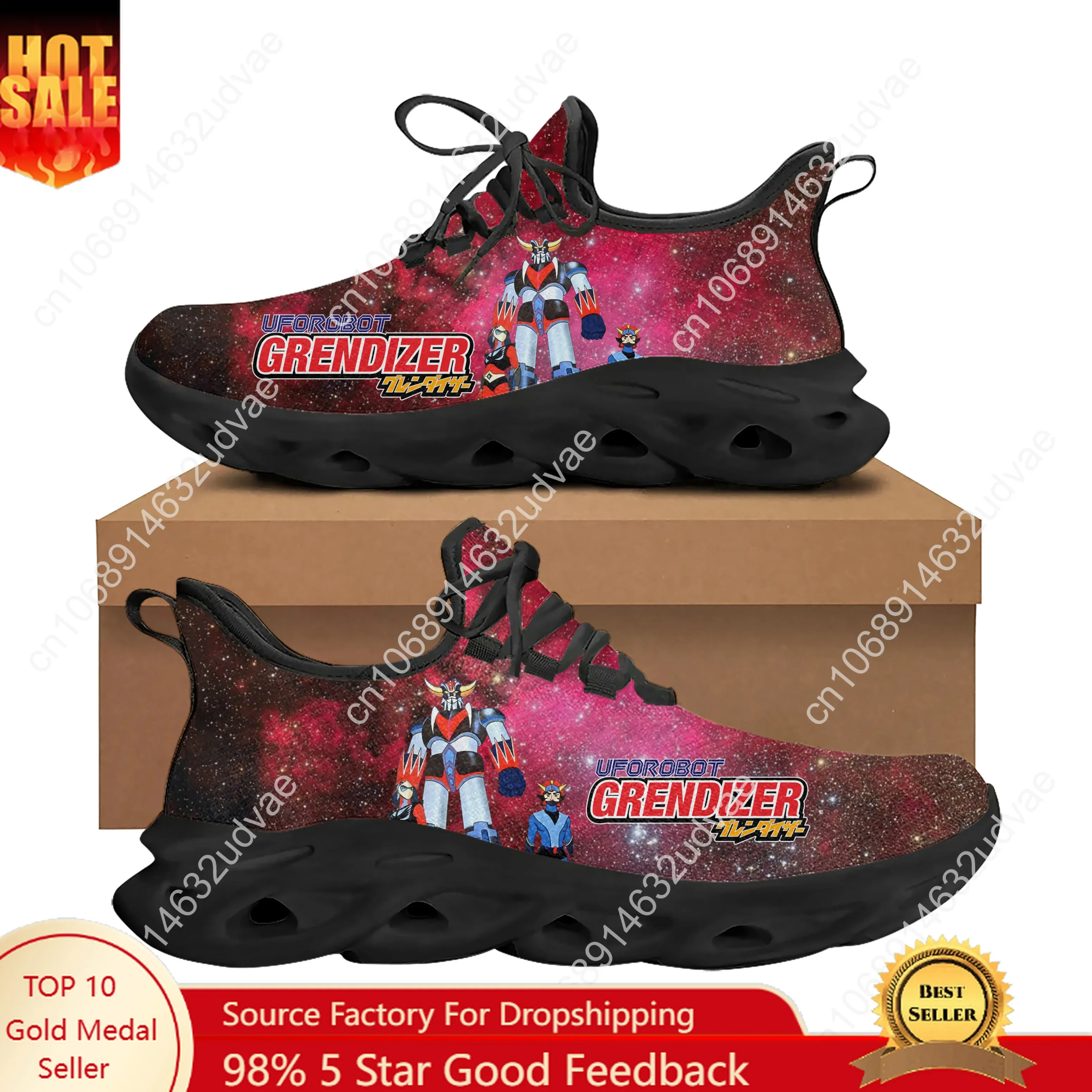 

UFO Robot Grendizer Flats Sneakers Mens Womens Teenager Sports Running Shoes High Quality Cowboy Custom Lace Up Mesh Footwear