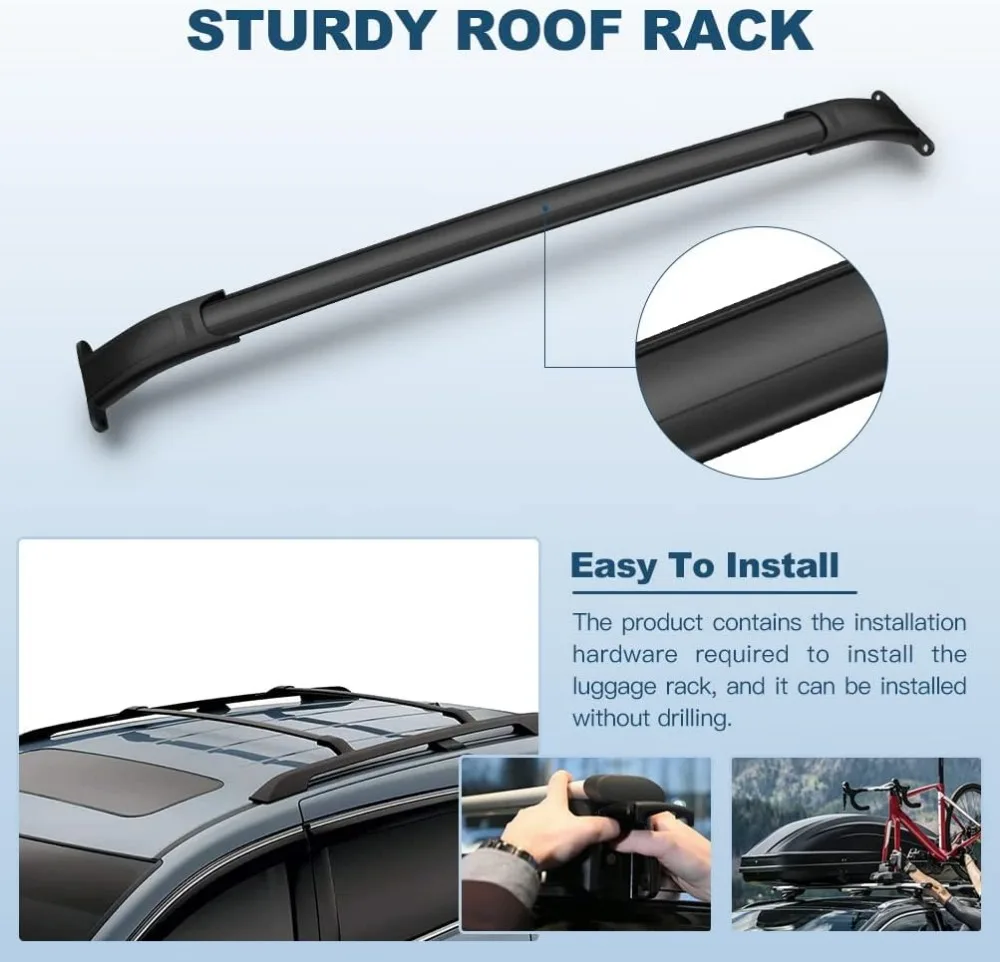 유니버설 카약 루프랙 크로스바 SUV용 2015-2020, 알루미늄 화물 레일, 2개