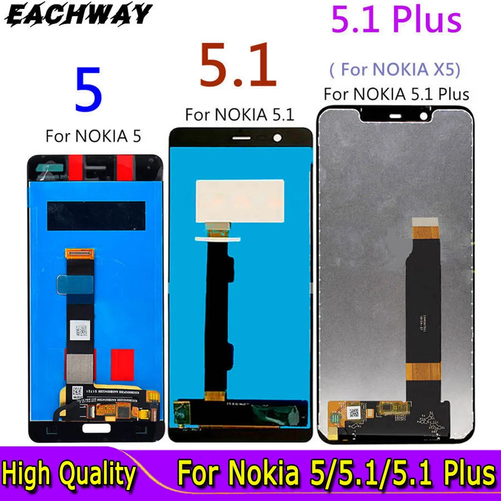 For Nokia 5.1 LCD Display Touch Screen Digitizer TA 1024 1027 1044 1053 1008 1030 1109 For Nokia 5 5.1 Plus LCD X5 Screen