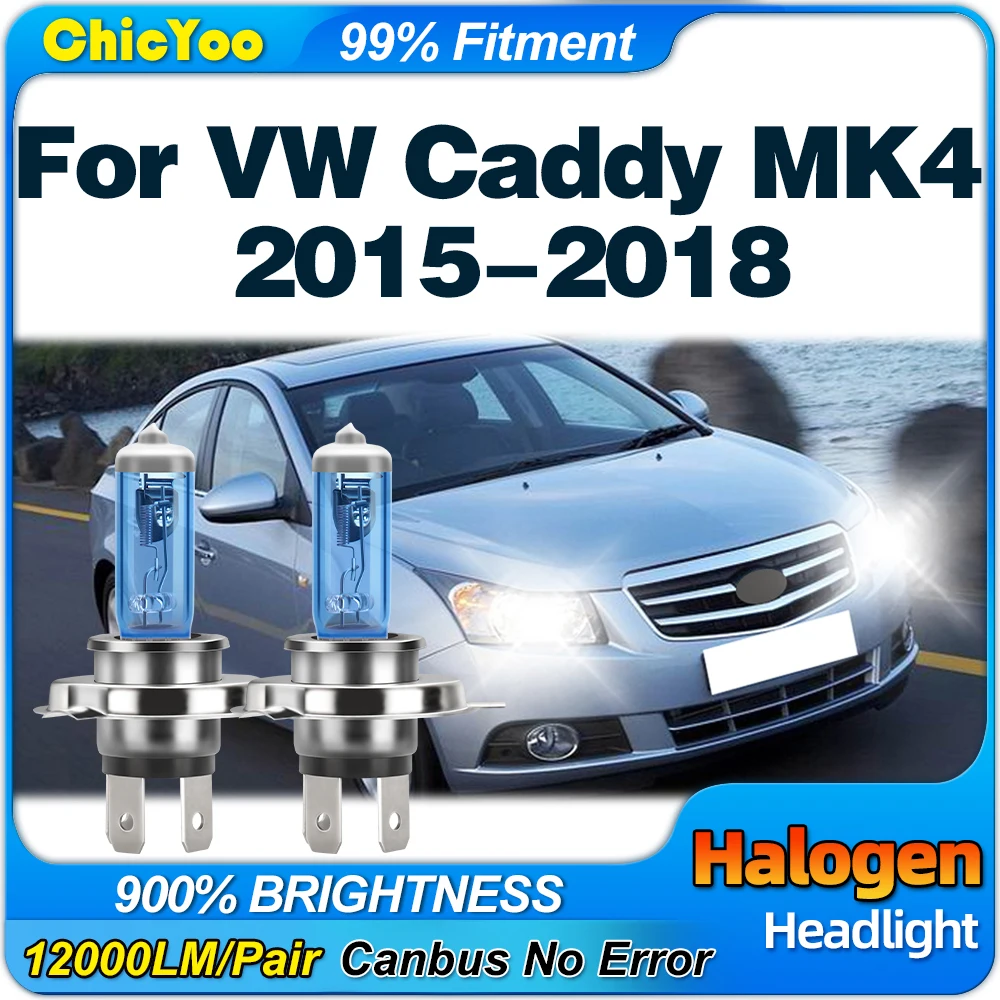 

100W H4 Halogen Xenon Car Light Bulb 12V High Low Beam Car Headlight 6000K Plug And Play For VW Caddy MK4 2015 2016 2017 2018