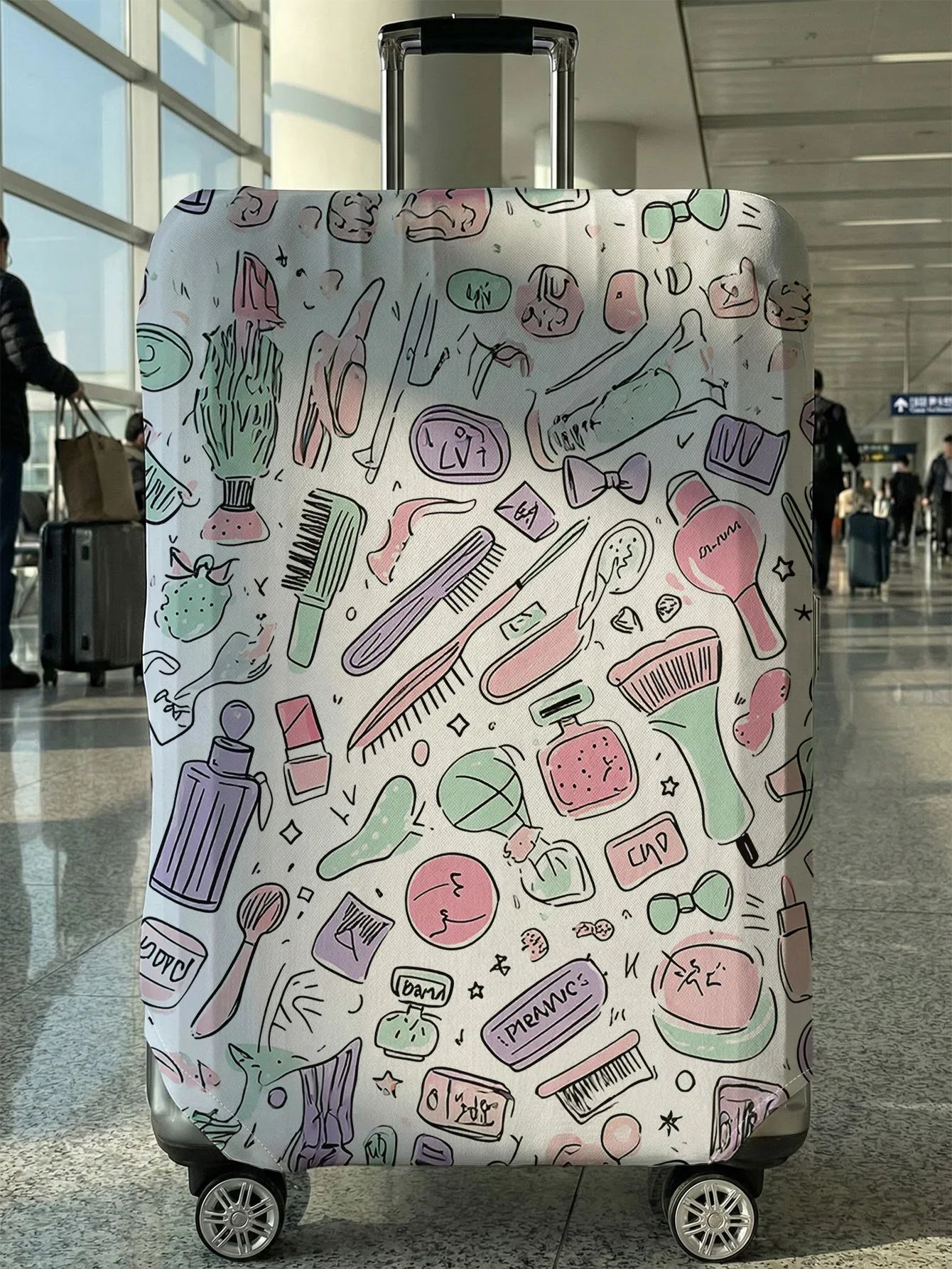 

Makeup tool graffiti luggage protection cover, suitable for 18-32 inch luggage covers, luggage handle gloves, travel accessories
