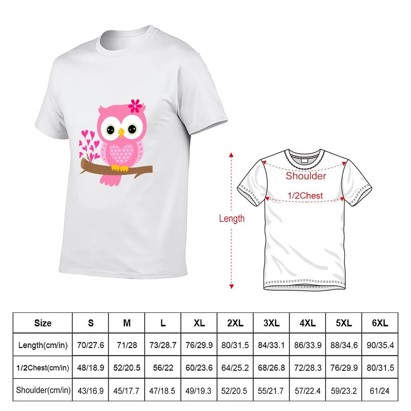 Pink Owl T-Shirt t shirts for man cotton soft anime t shirts for man man t shirt designer T-shirt