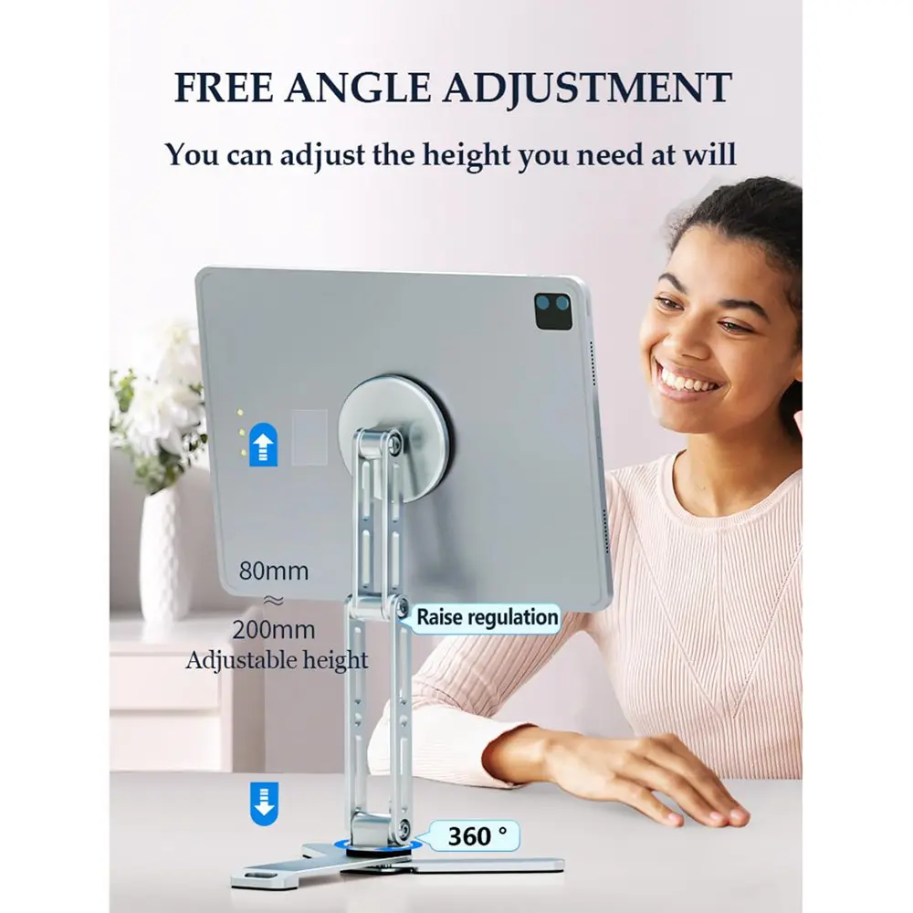 Magnetic Tripod Stand Universal with 2-in-1 Handheld&Desktop Handheld Modes Flexible 360 Degree Rotation Portable Tablet Holder