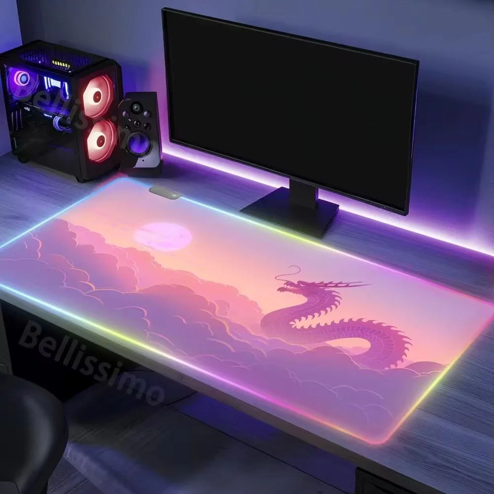 

RGB Dragon крутой коврик для мыши большой геймерский светящийся коврик для мыши офисные аксессуары для настольного коврика Цветные коврики для клавиатуры 1000x500