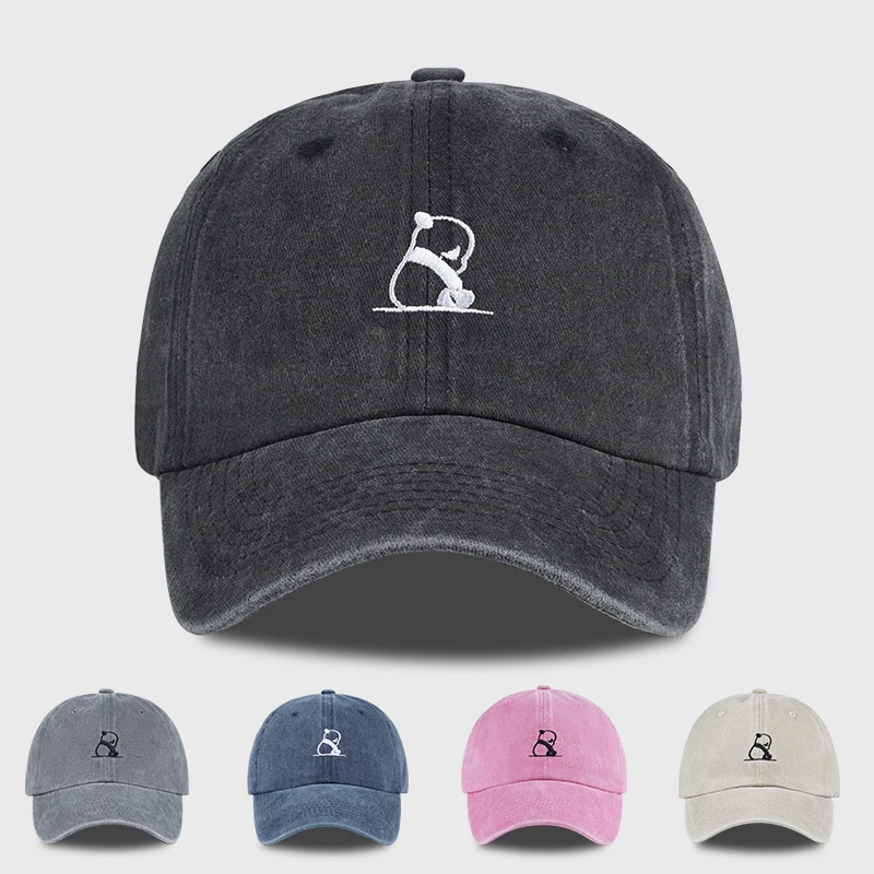 MLFOCute Baseballkappe mit Panda-Stickerei, waschbar, einfach, stilvoll, atmungsaktiv, lässig, für den Alltag, für Panda-Liebhaber, Urlaubsgeschenk