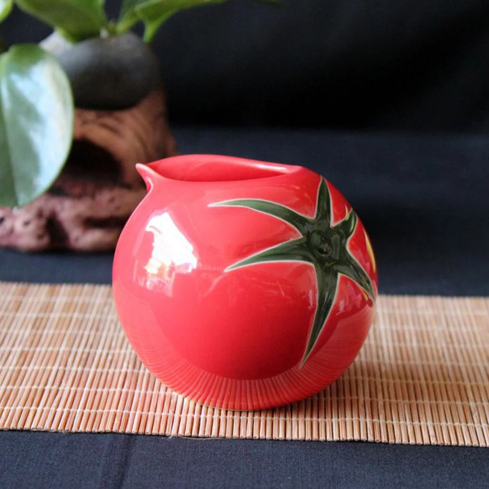 

2Pcs Ceramic Tomato Shaped Milk Jugs Practical Milk Containers for Kitchen Restaurant Coffee Juice Ceramic Mug
