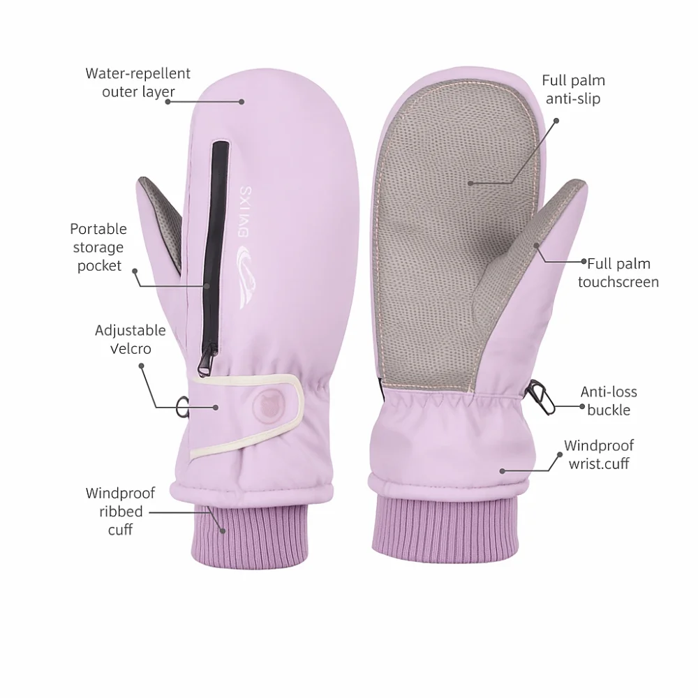 보온 겨울 스키 장갑 터치스크린 방수 스노모빌 장갑 수납층 포함 두꺼운 스노보드 장갑 유니섹스