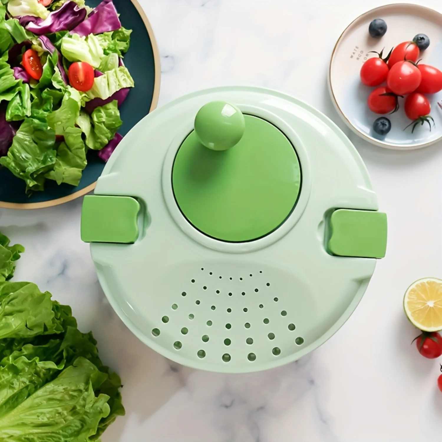 Plastic Salad Spinner - Manual Lettuce Dryer & Vegetable Washer