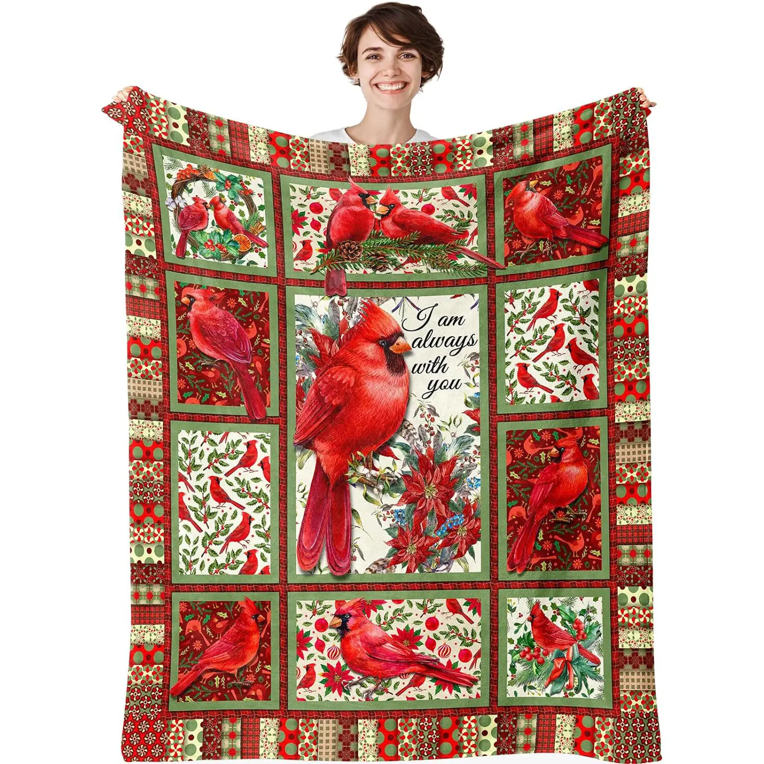 Cardinal blanket, red bird throwing blanket, plush blanket, Valentine's Day, Christmas bedding, soft sofa decoration