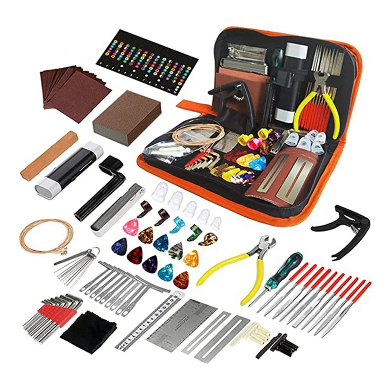 

99PCS Guitar Toolbox, Guitar Repair and Maintenance Tools, with Guitar Strings, for Acoustic Guitar Electric