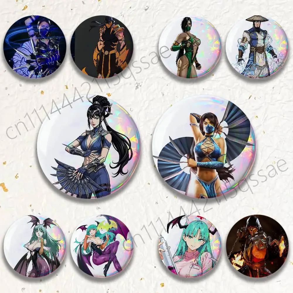 Kitana Johnny Cage Mortal Kombat 25mm 75mm 44mm 58mm 32m Coin Badges Personalized Handmade Round Brooches Pins Accessory
