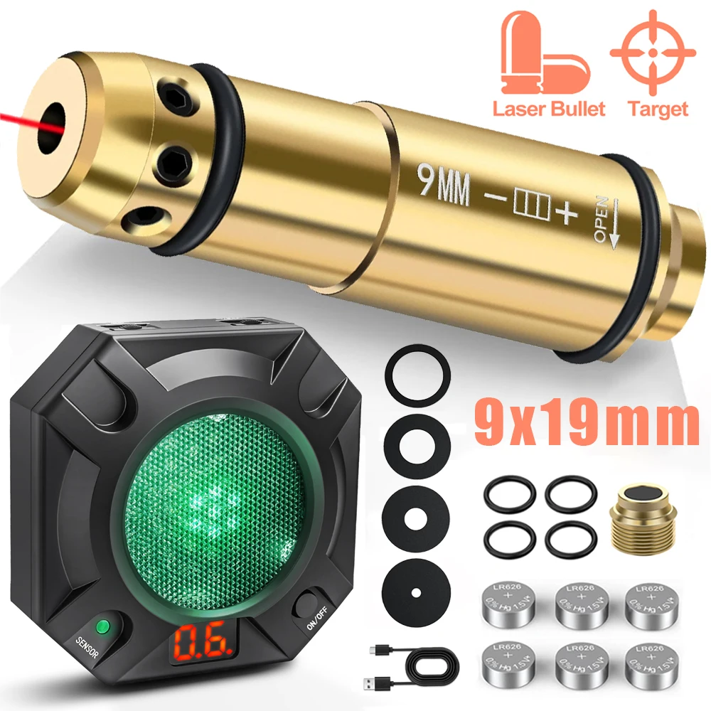 Kit de entrenamiento láser de fuego seco de 9x19mm, bala de entrenamiento láser, puntuación electrónica, objetivo láser combinado, punto rojo, entrenamiento láser, vista de orificio