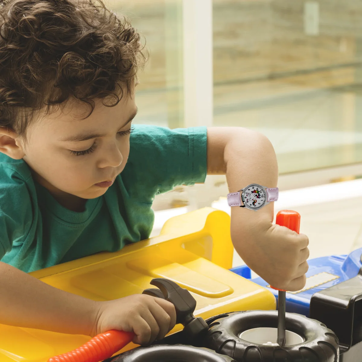 ساعة يونيكورن للأطفال مصنوعة من مواد عالية الجودة بتصميم حيوان لطيف وحزام إدارة الوقت للأطفال للمدرسة #5