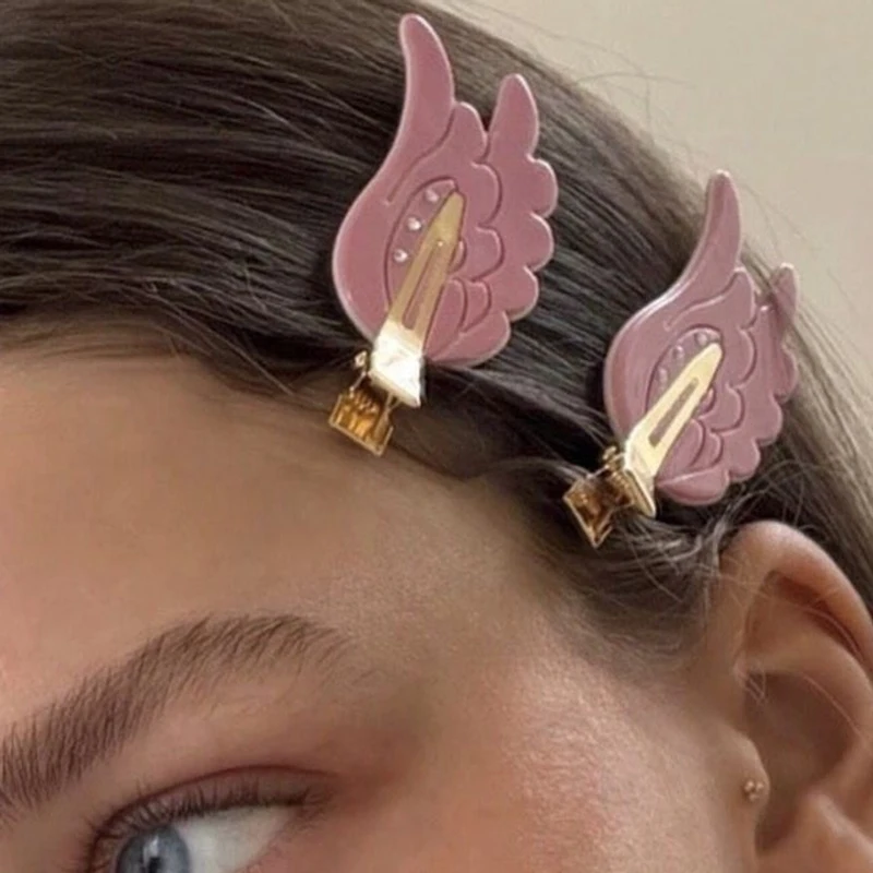 

Забавная заколка для волос с милыми крыльями, не оставляющая следов, в стиле «Дофамин», для фиксации боковых прядей и челки, аксессуар для волос