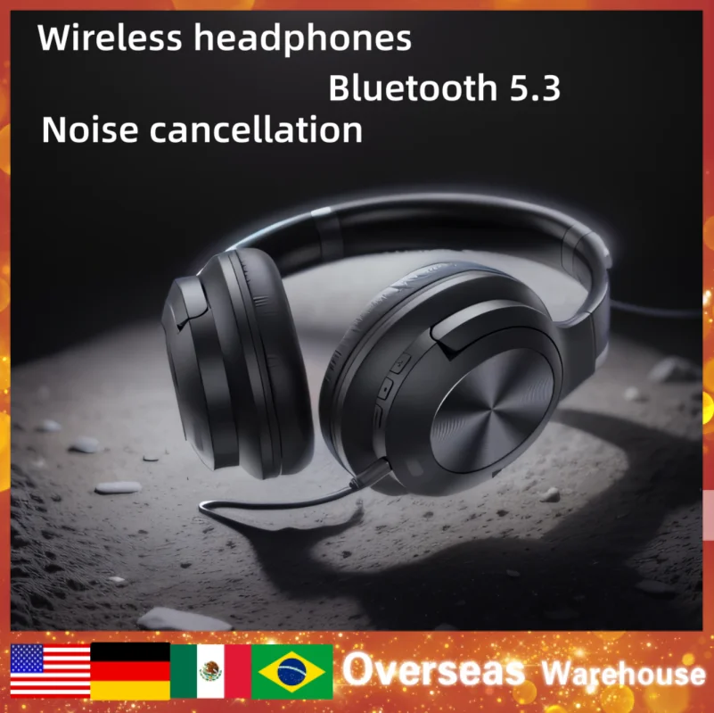 New Wireless Headphones Earphone Bluetooth 2.4g Gift Anc Noise Cancellation Hi-res Audio Over The Ear Headset 70h 40mm Driver