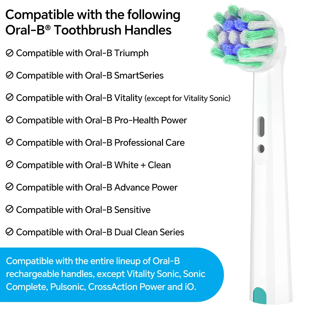 Cross Clean Brush Heads Compatible with Oral B Electric Toothbrush, Replacement Head for Precision Clean for Pro 1000 100 1500