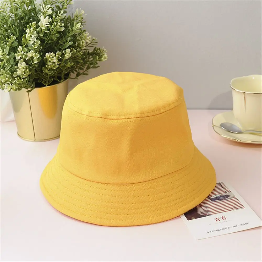 New Unisex Cotton Bucket Hats Women Summer Sunscreen Panama Hat Men Pure Color Sunbonnet Fedoras Outdoor Fisherman Hat Beach Cap