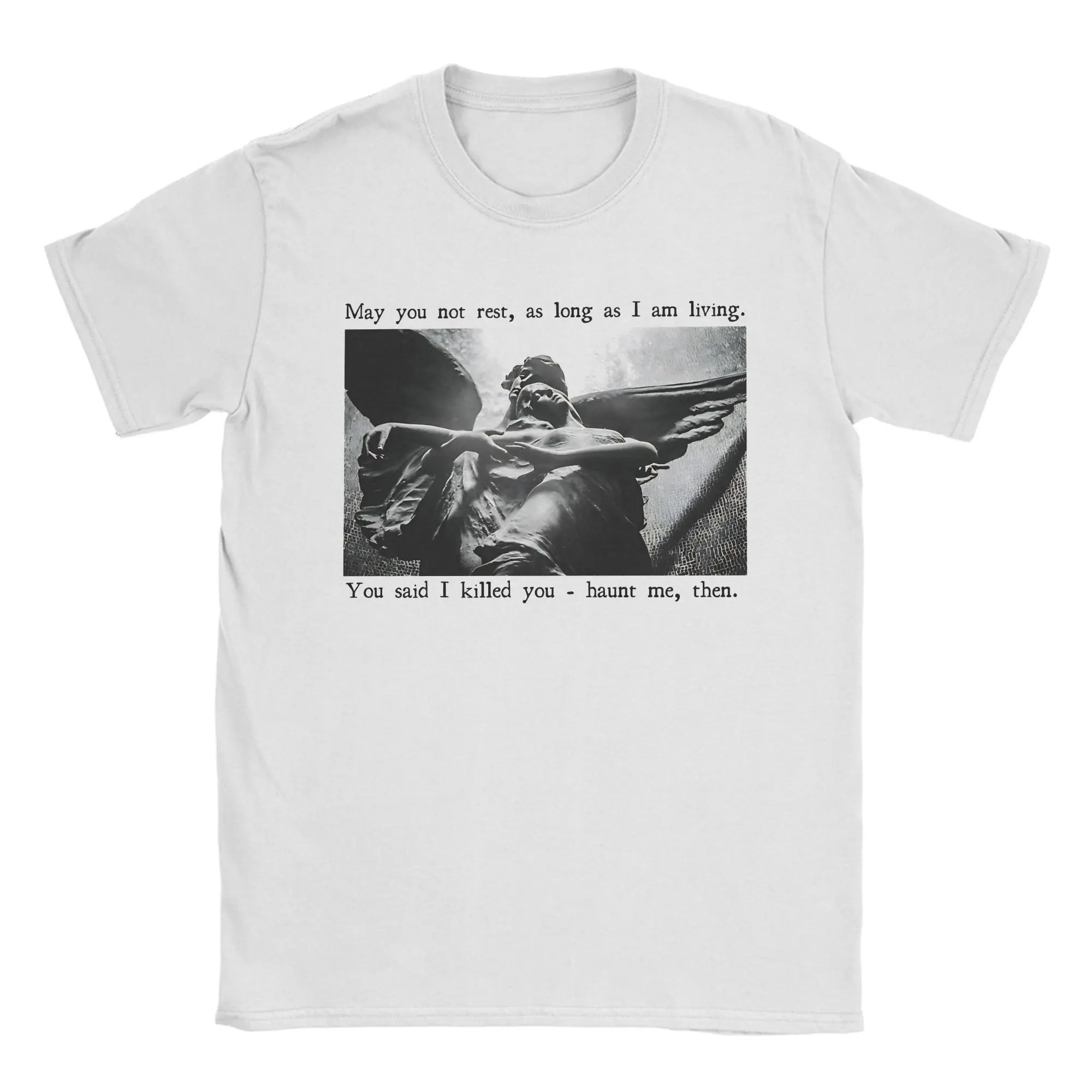 Wuthering Heights 100 Cotton T-Shirt For Men Summer Angels Embrace Y2K T Shirts O-Neck Harajuku Tees Plus Size Hot Sale Clothing