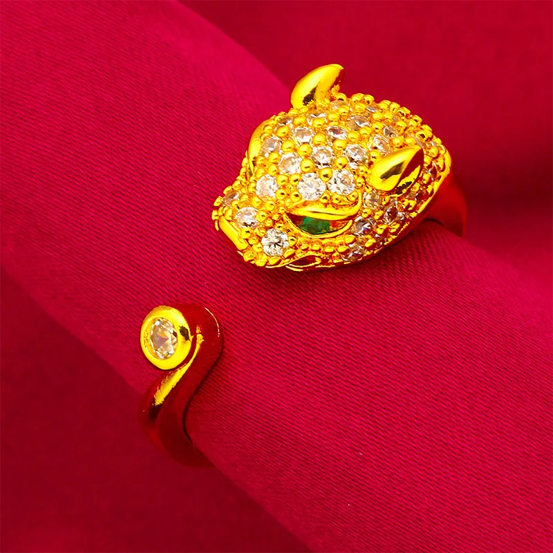 

Мужское открытое кольцо с леопардовым принтом, 24-каратное золото AU999 – Удобное открытое кольцо, полное индивидуальности, для офисного профессионального стиля