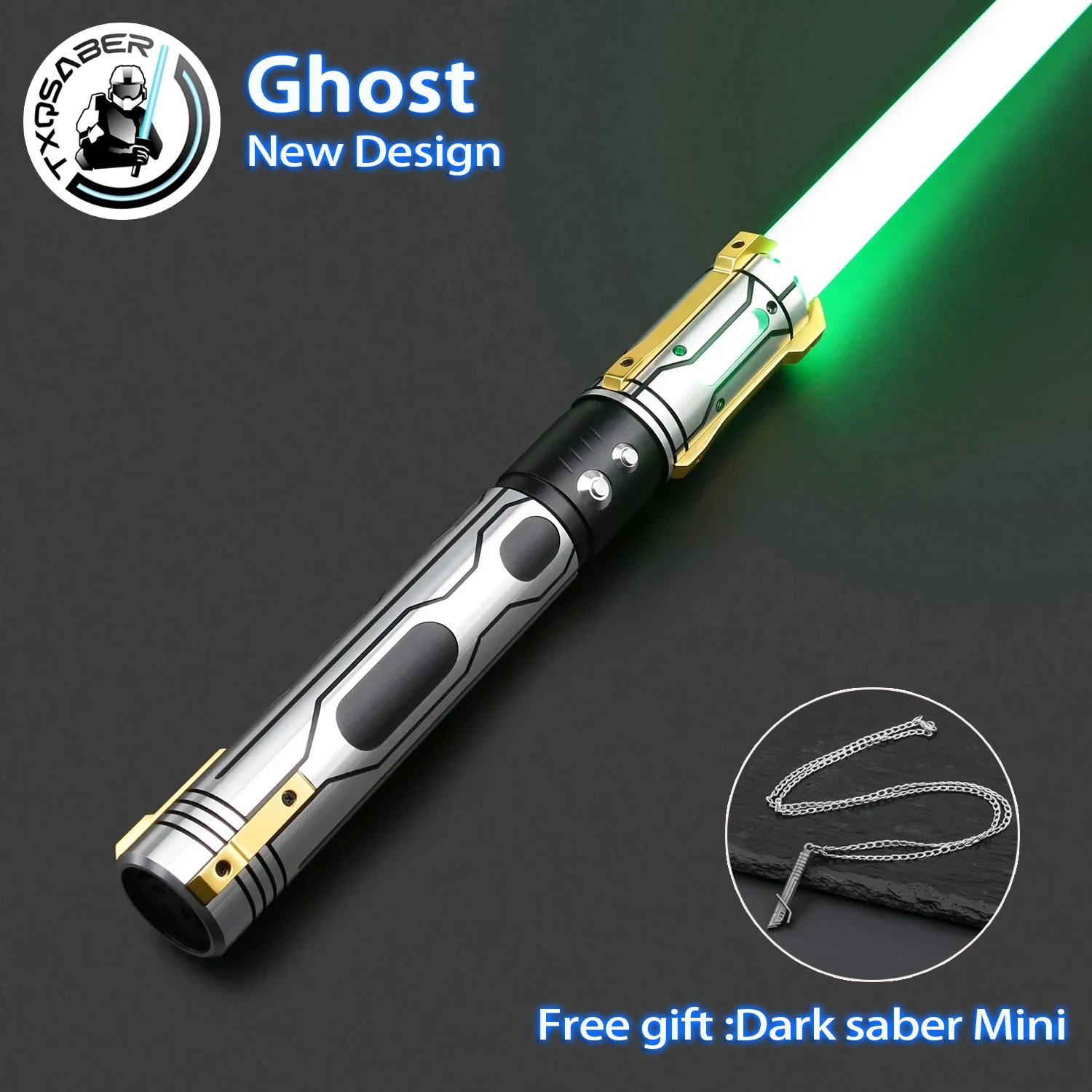 TXQSABER Ghost High Quality Lightsaber Metal Hilt Smooth Swing Heavy Dueling RGB Laser Sword 12 Colors Change Cosplay Gift