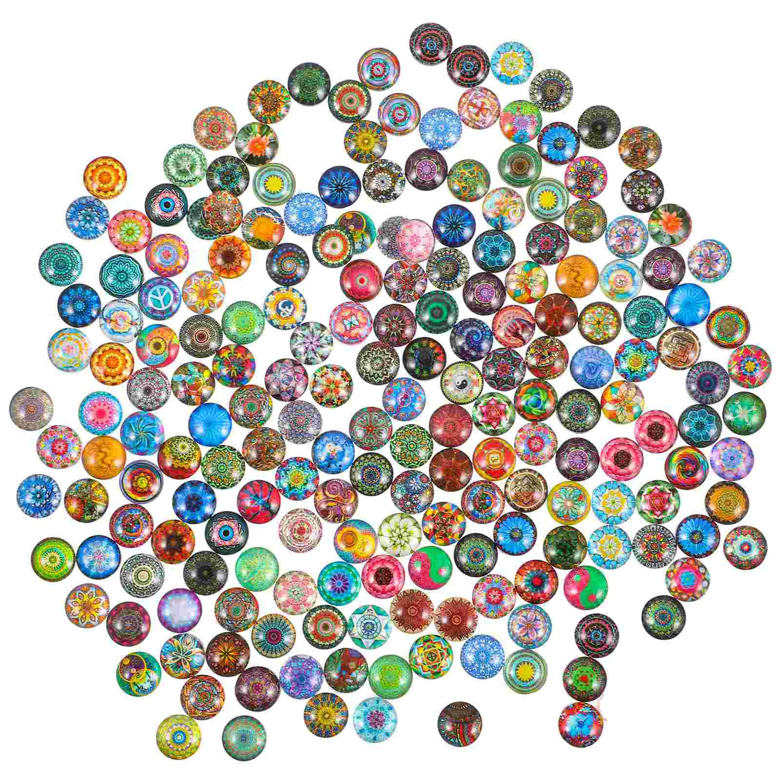 200 Pcs Mix Vase Tile Flatback Dome Mosaic Cabochons Marbles for Vases Round Tiles Mixed