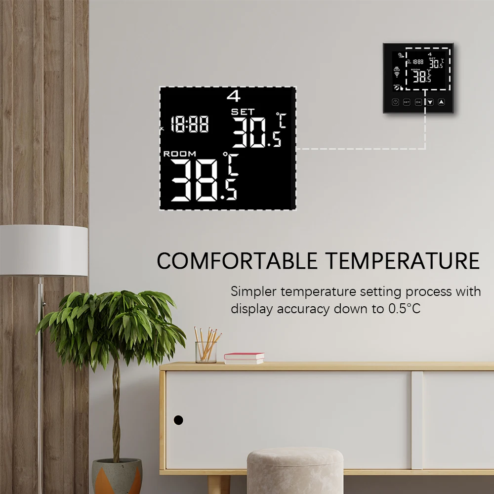 WiFi Smart Thermostat LCD Display Touch Screen Electric Floor Heating Water Temperature Remote Controller Floor Heat Thermostat