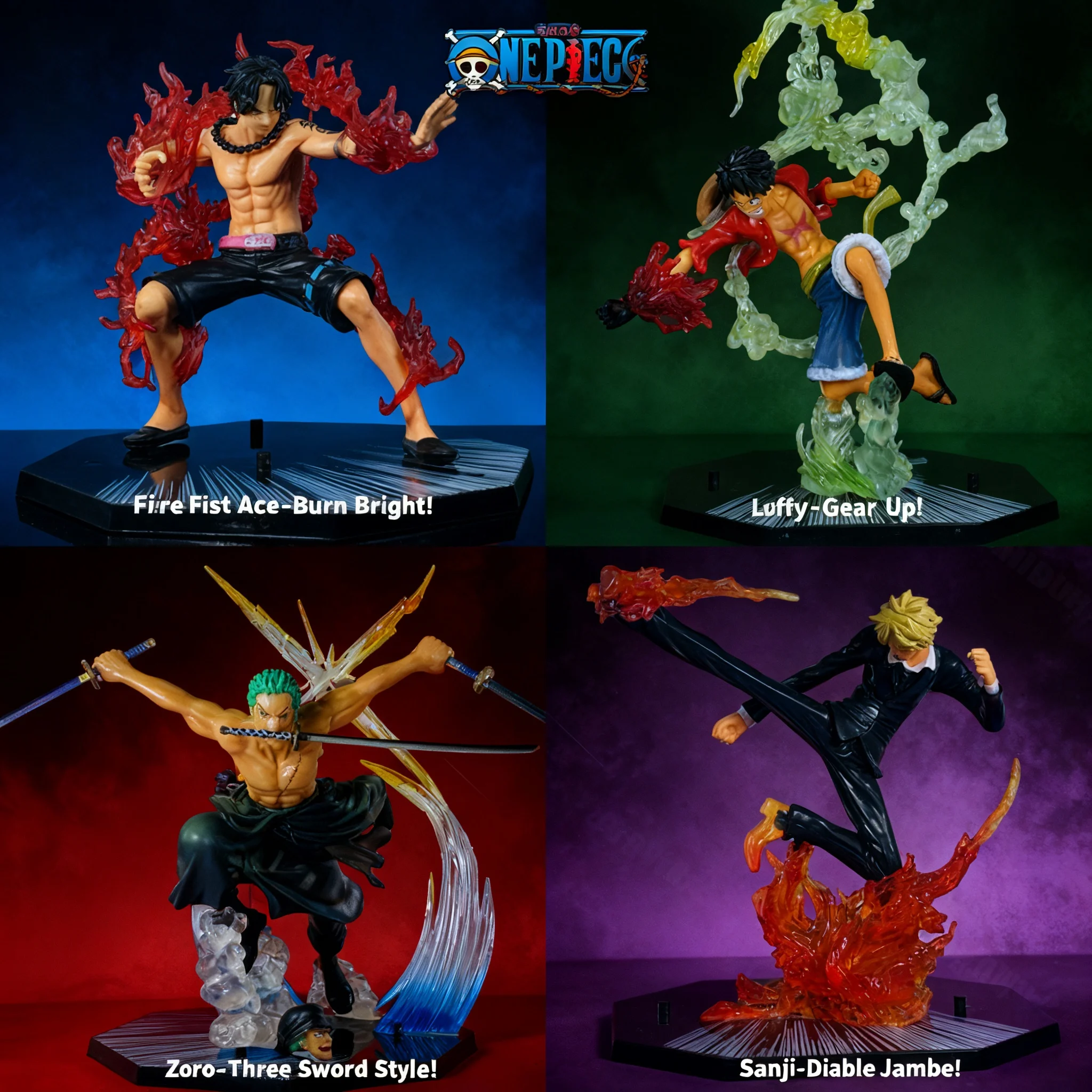 Figuras de Acción de One Piece: Luffy, Ace, Sanji, Zoro, Modelo de Batalla, Puño de Fuego, Sabo, Muñecos Fantasma de Tres Espadas, Juguetes de PVC, Nuevo