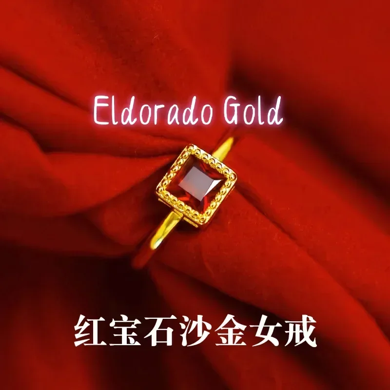 

Золотое кольцо Eldorado 9999 пробы с рубином, 24K, для женщин, с открытым дизайном, в стиле Carpet