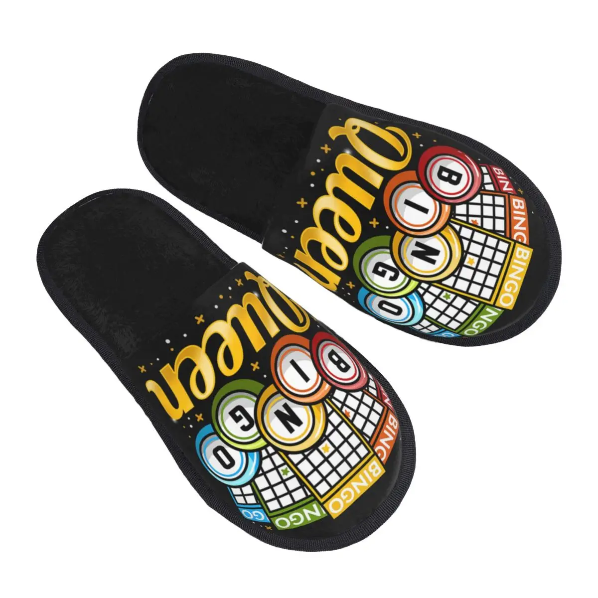 

Bingo Queen House Slippers Women Soft Memory Foam Paper Game Slip On Hotel Slipper Shoes