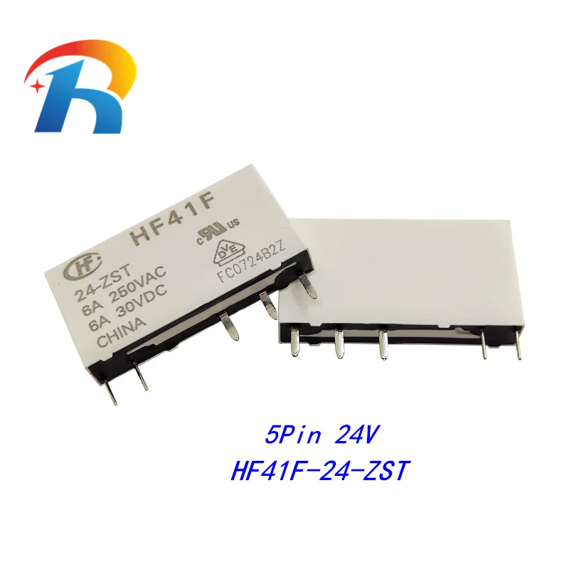 5Pcs Power Relays HF41F 5 12 24V HS ZS HF41F-5-ZS HF41F-12-ZS  HF41F-24-ZS HF41F-12-HS HF41F-24-HS Subminiature Industrial Relay